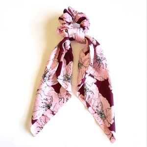 Poppy Floral Satin Hair Scarf - Plum & Pink